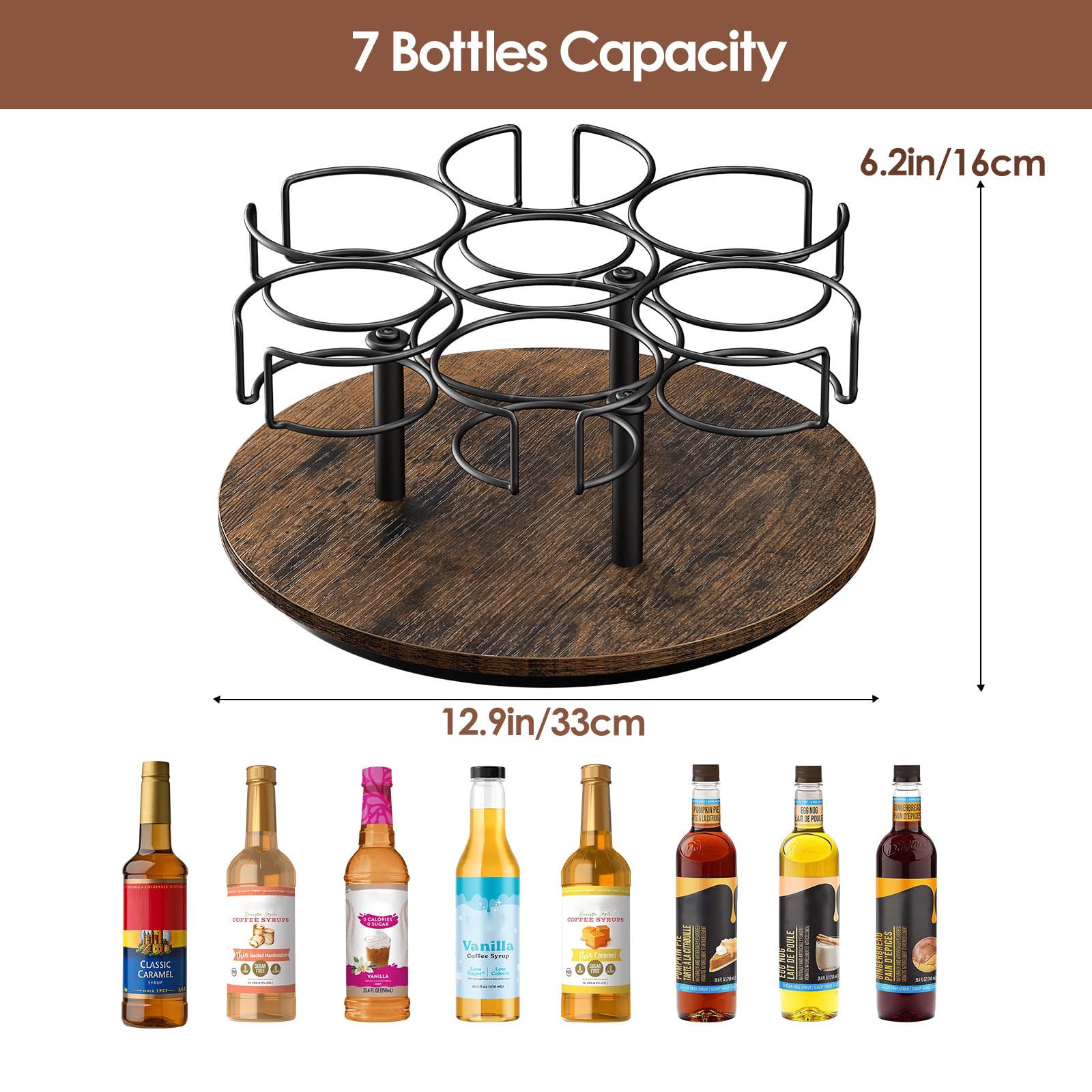 Kssiaz countertop syrup rack in black saves space during coffee preparation