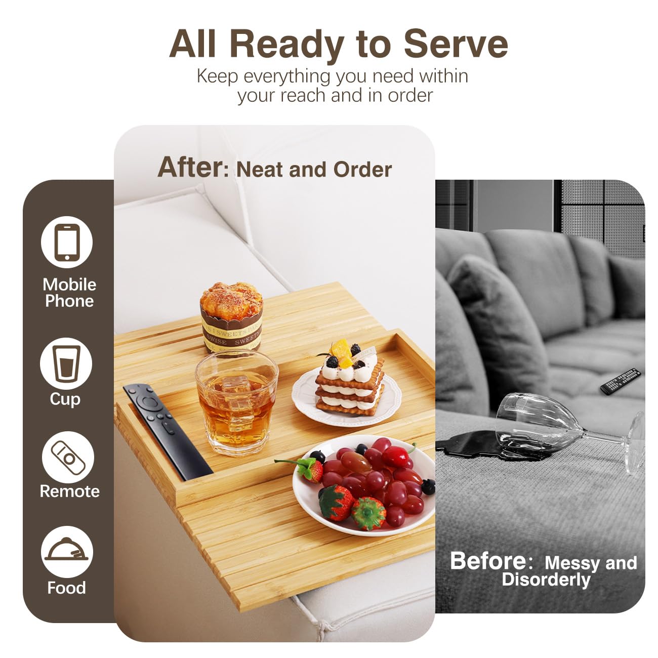 Kssiaz foldable couch tray saves space and stores flat for quick setup.