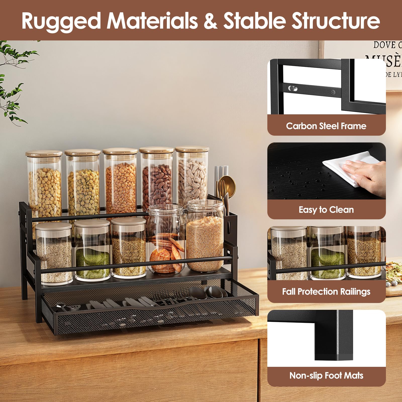 Kssiaz non-slip pads keep the organizer steady on flat surfaces.