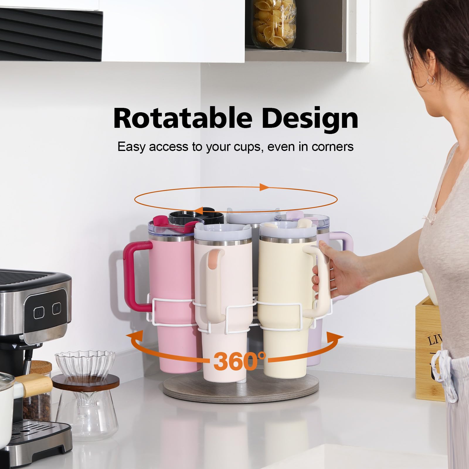 Six-slot cup holder keeps multiple cups neatly organized