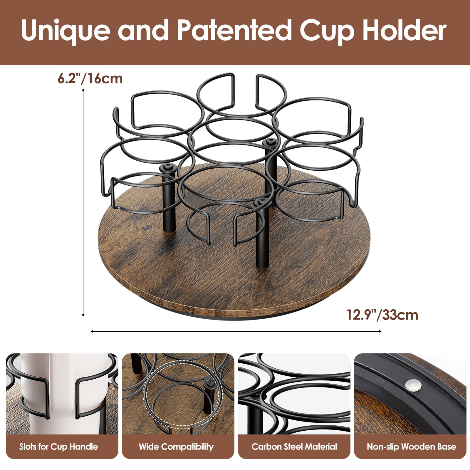 Kssiaz tumbler lazy Susan style stand shown on shelf for convenient reach
