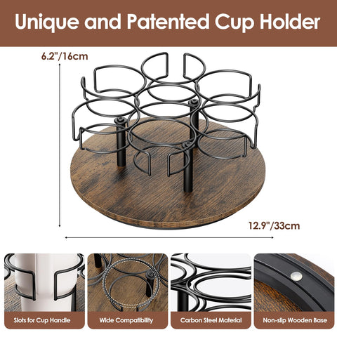 Kssiaz tumbler lazy Susan style stand shown on shelf for convenient reach