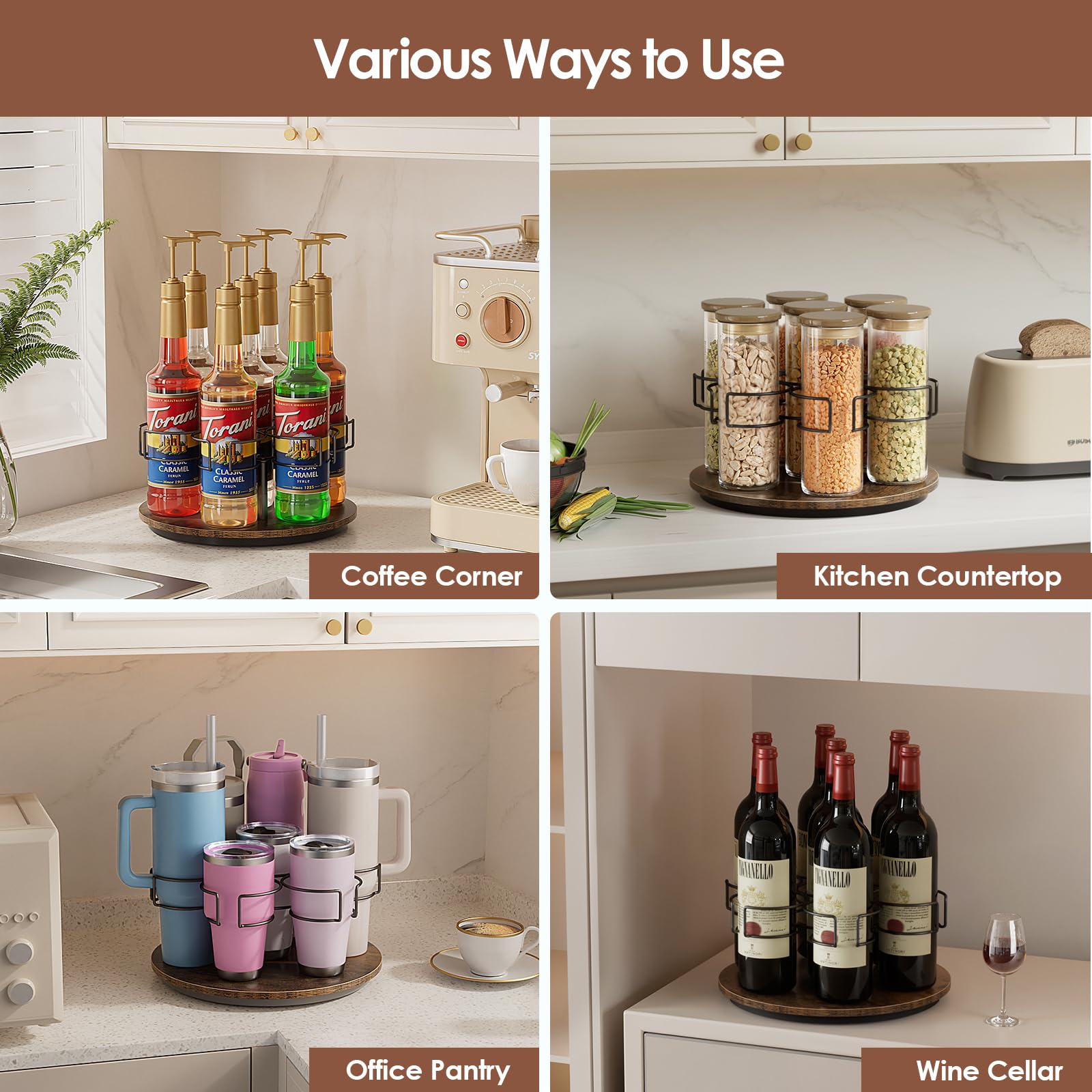 Kssiaz versatile organizer holds water bottles and condiments beyond syrups