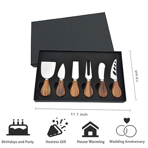 KT-GARY acacia wood handle set for comfortable serving.