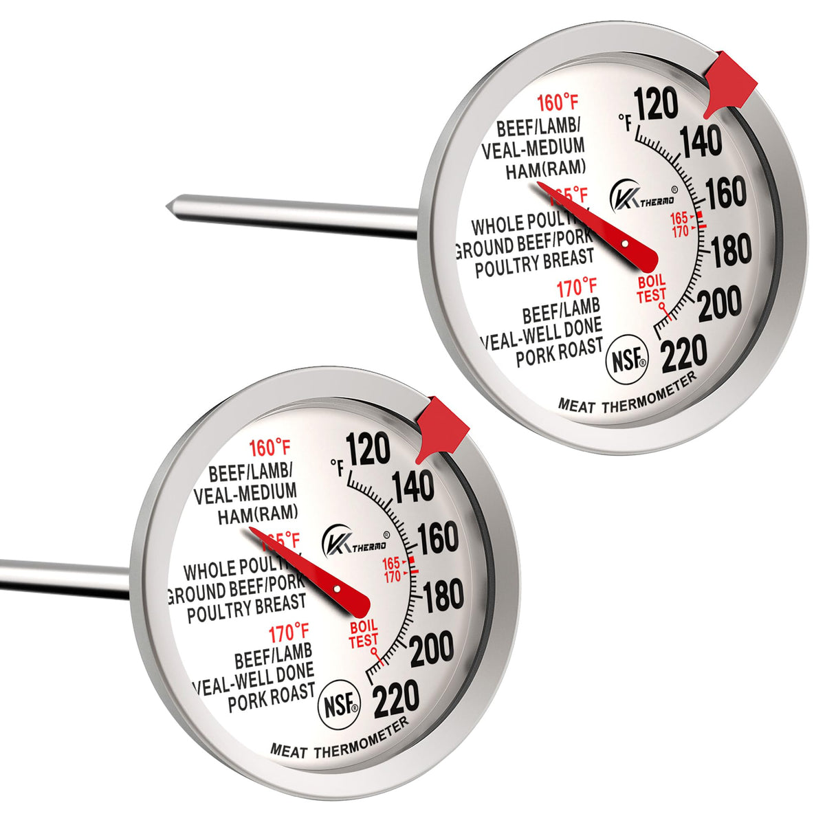 KT THERMO BBQ meat thermometer with a 2.5-inch dial for precise cooking temps.
