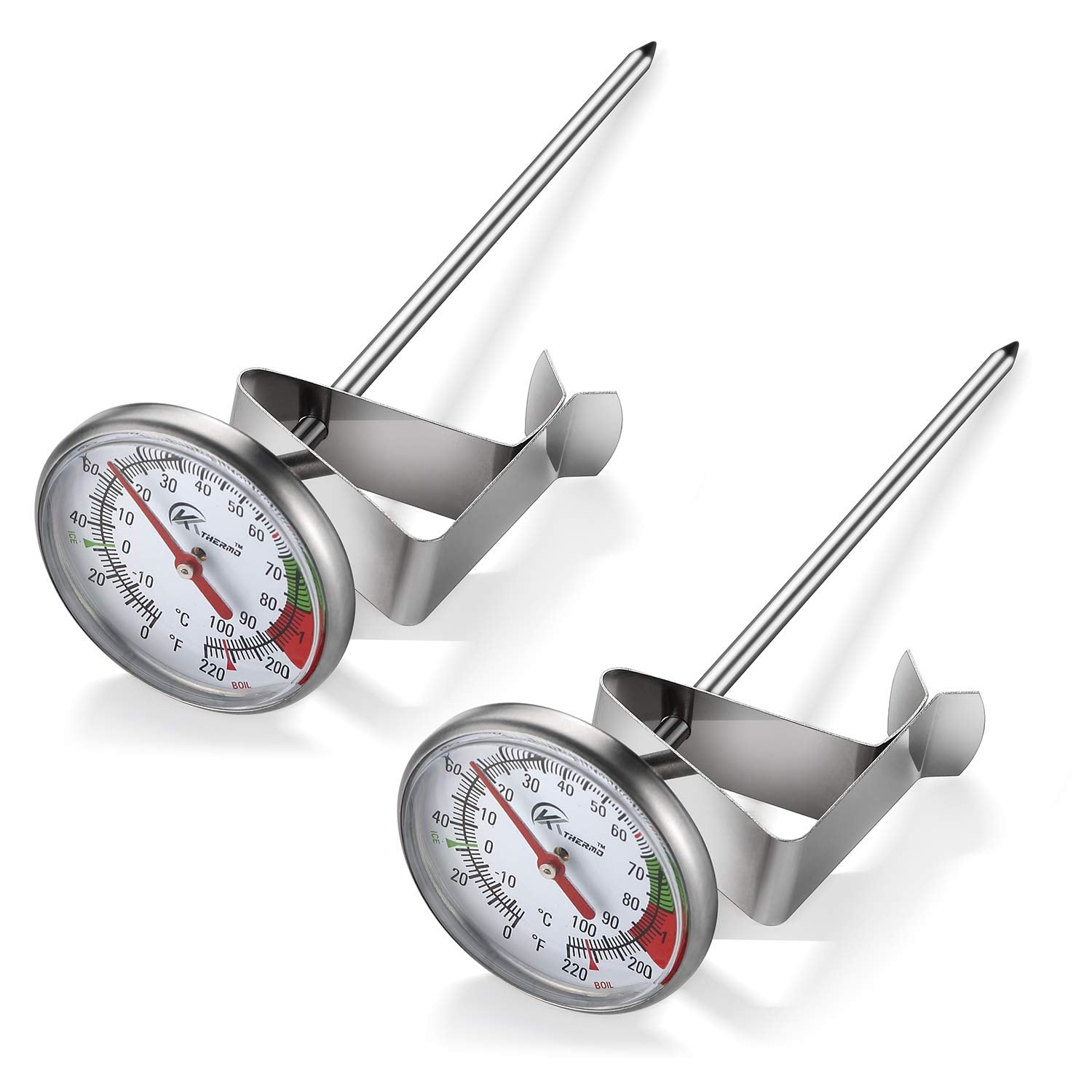 KT THERMO Instand Read 2-Inch Dial Thermometer shows coffee temperature for precise brewing