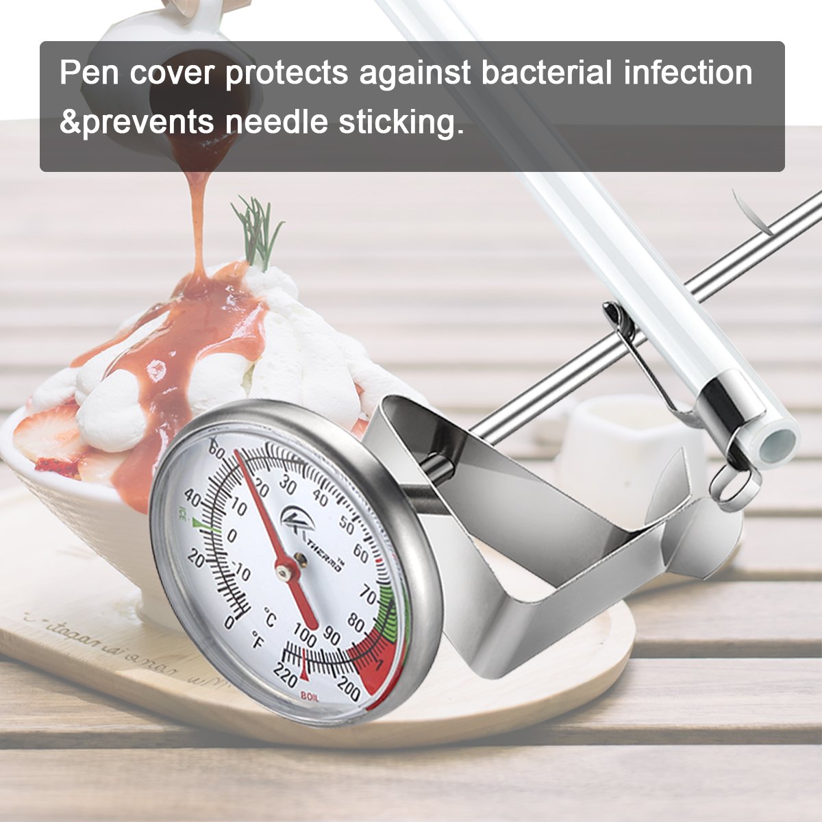 KT THERMO stainless steel probe ensures durable kitchen measurements.