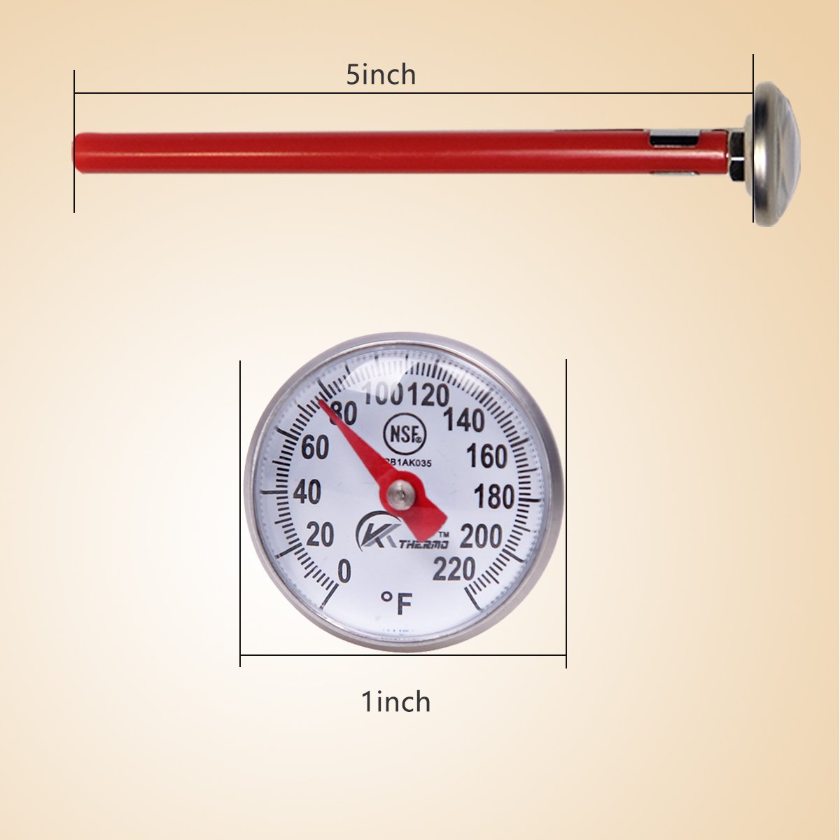 KT THERMO ranges 0–220°F for versatile cooking and beverage checks.
