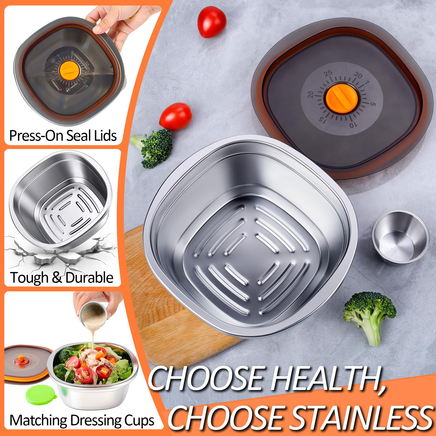 KTKUDY separate stainless dressing cup prevents soggy salads