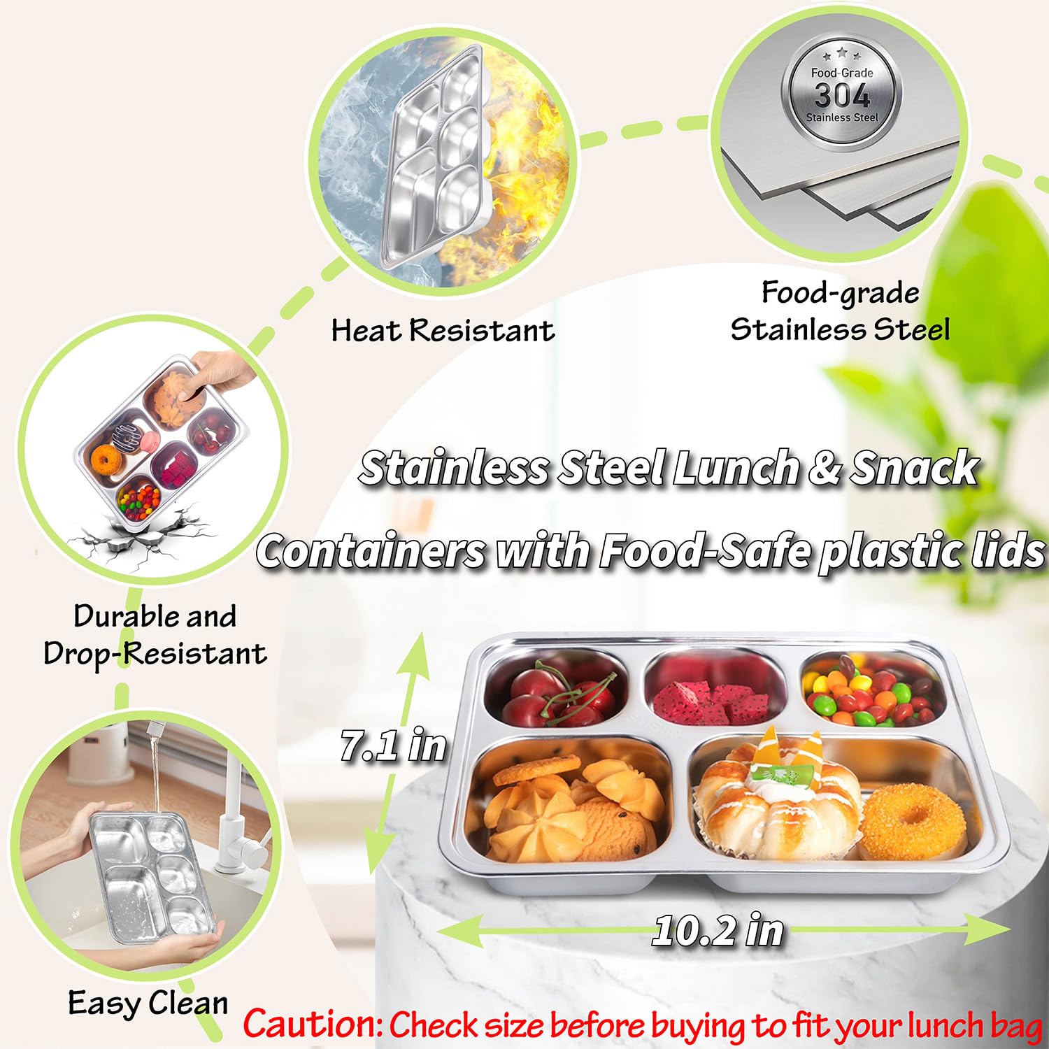 KTKUDY stainless steel snack container shown with open lid for easy access