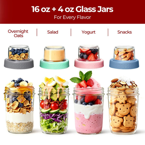 KTMAMA colorful 4-piece set inspires varied overnight oat ideas.