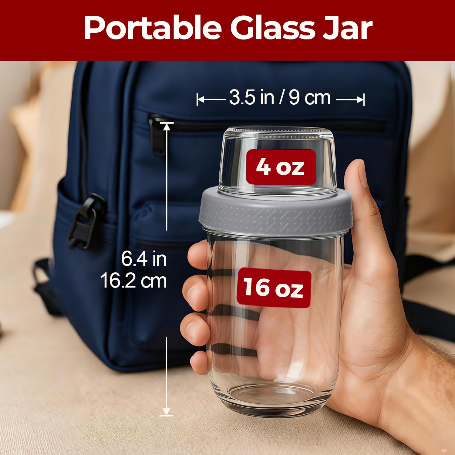 KTMAMA grey-lid jar with airtight seal for fresh breakfasts on the go.