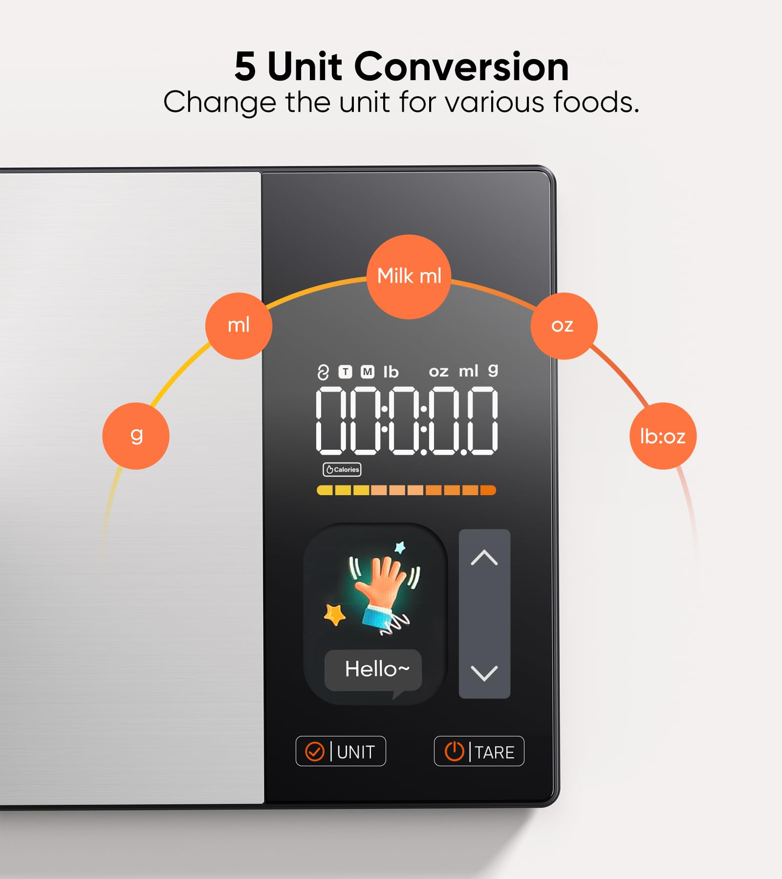 KUAIVO compact kitchen scale fits neatly into any counter space.