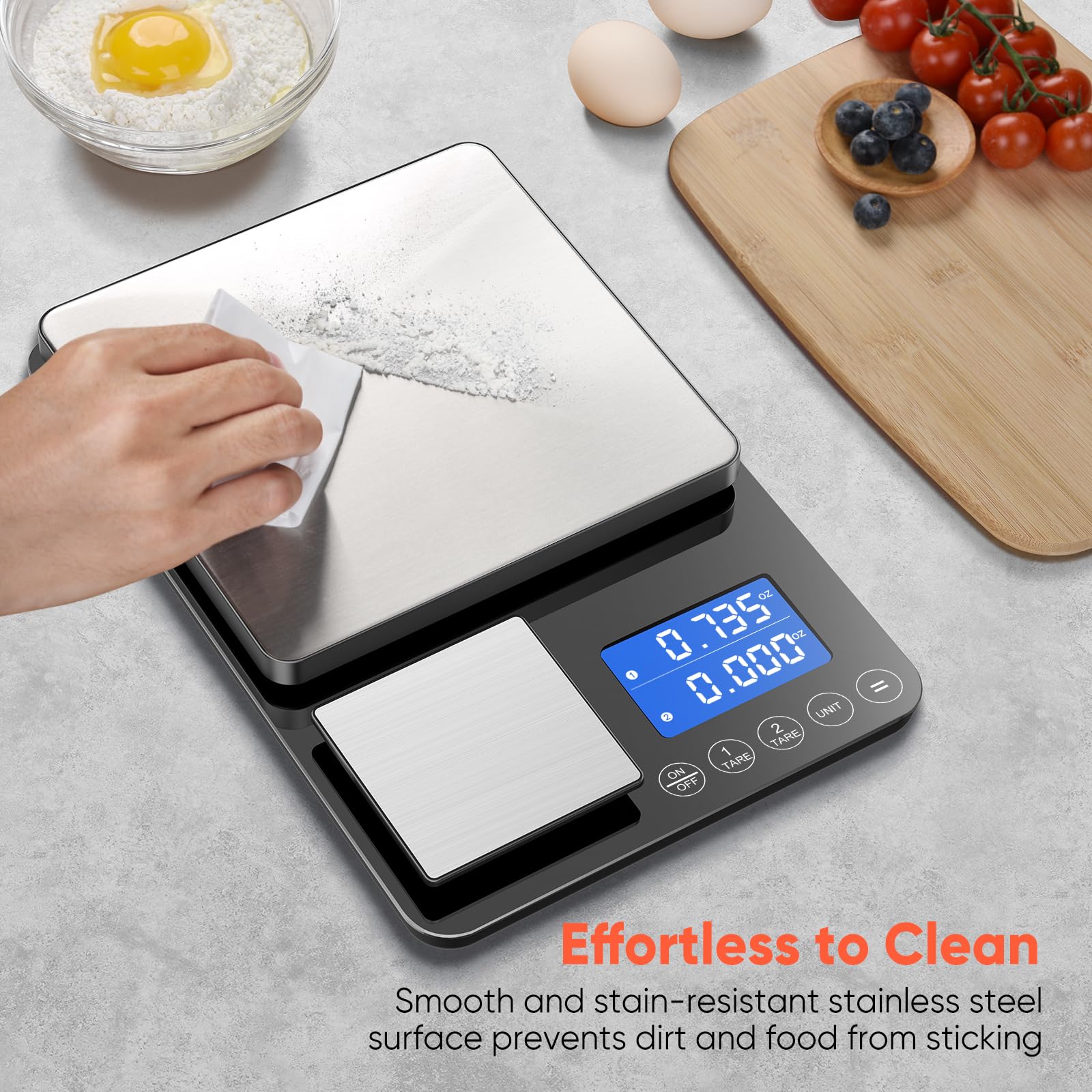 KUAIVO tare and accumulation help track multiple ingredients accurately.