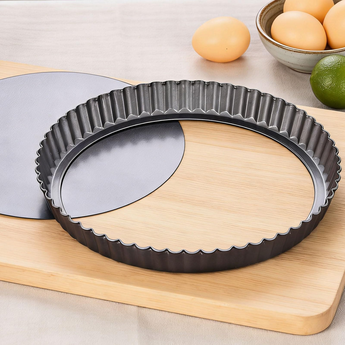 KUAYB 10-inch tart pan with removable bottom for easy demolding and pristine tarts