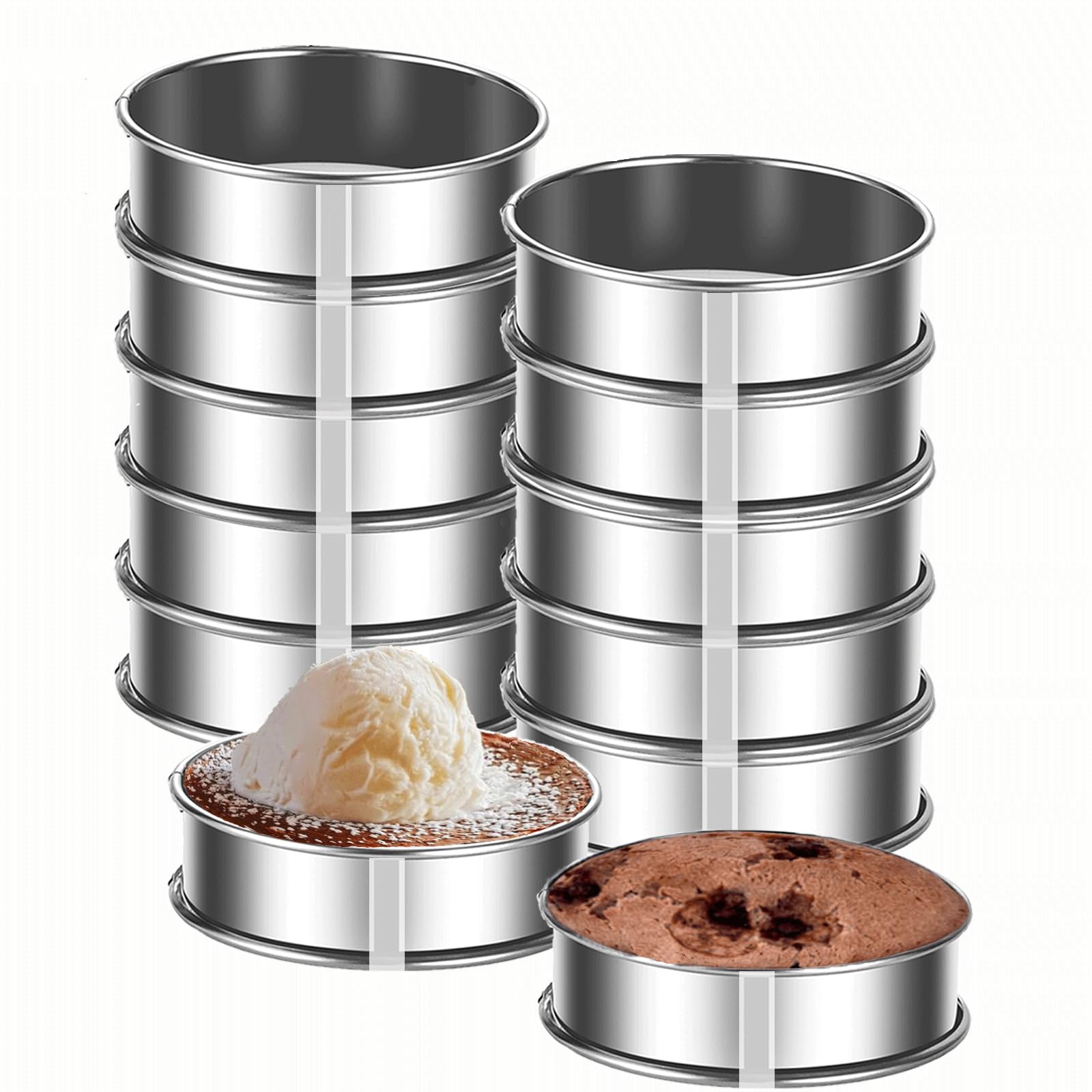 KUAYB crumpet rings 12pc set for uniform batter molds and muffins