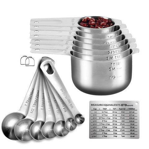 KUBEMUEG heavy-duty measuring cups and spoons for precise cooking.
