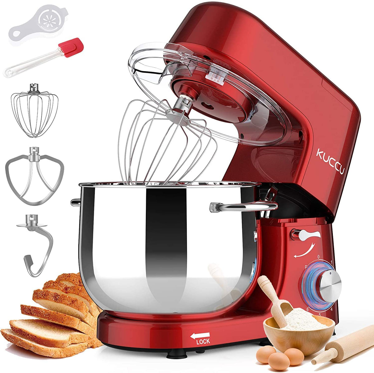 KUCCU 9.5QT tilt-head bowl for family baking.
