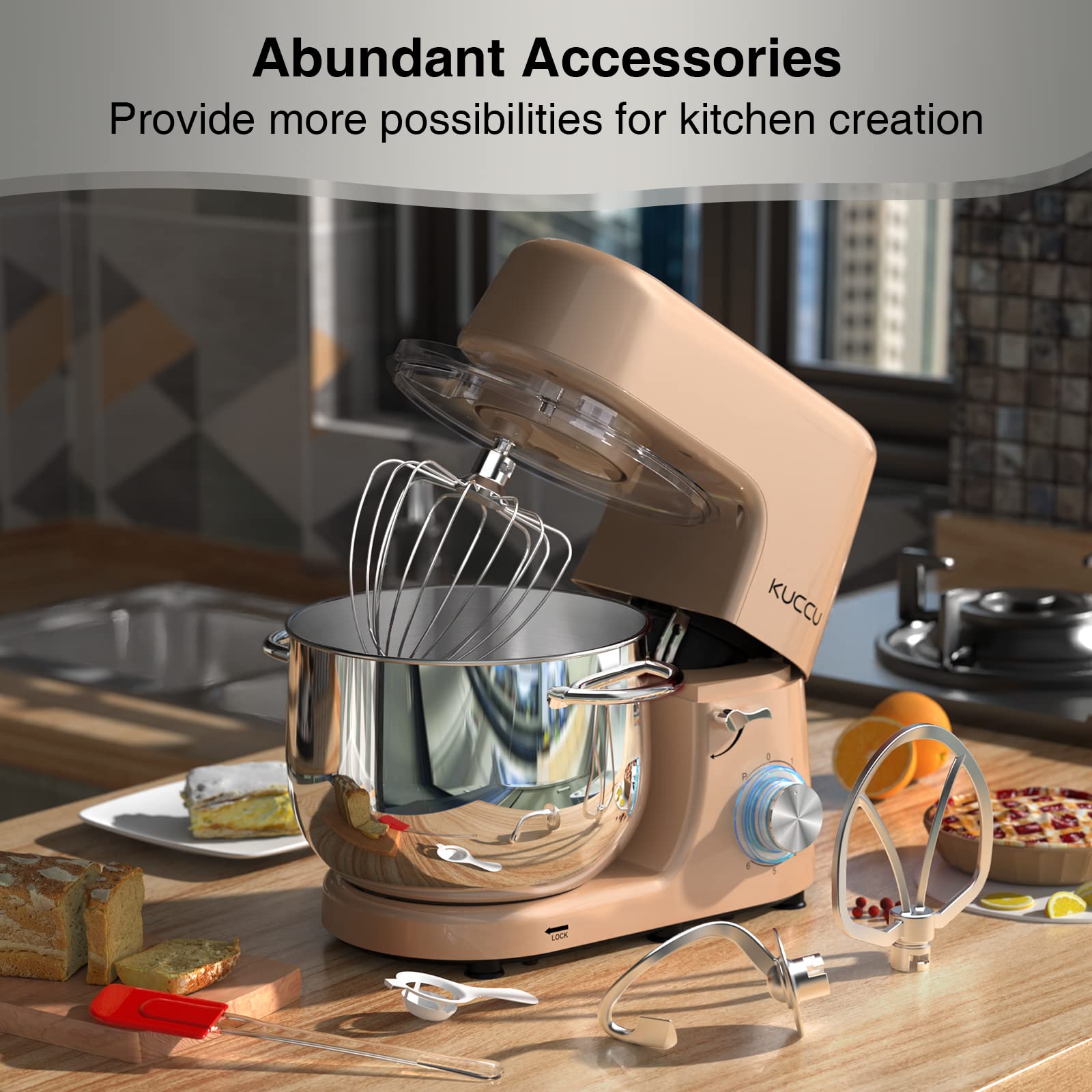 KUCCU anti-slip base stabilizes the mixer for quiet operation.