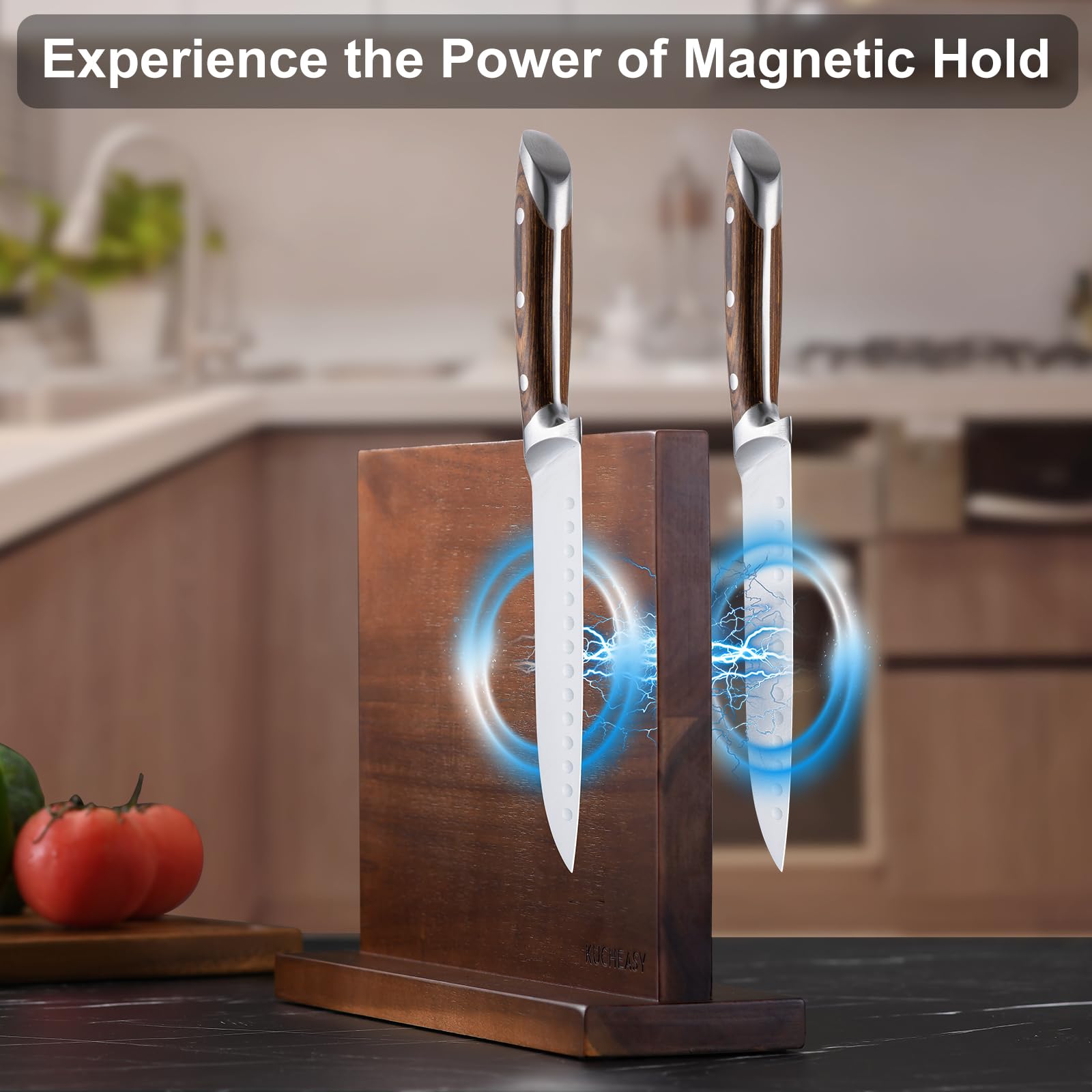 KUCHEASY wooden knife stand premium craftsmanship highlights natural grain and long-lasting storage