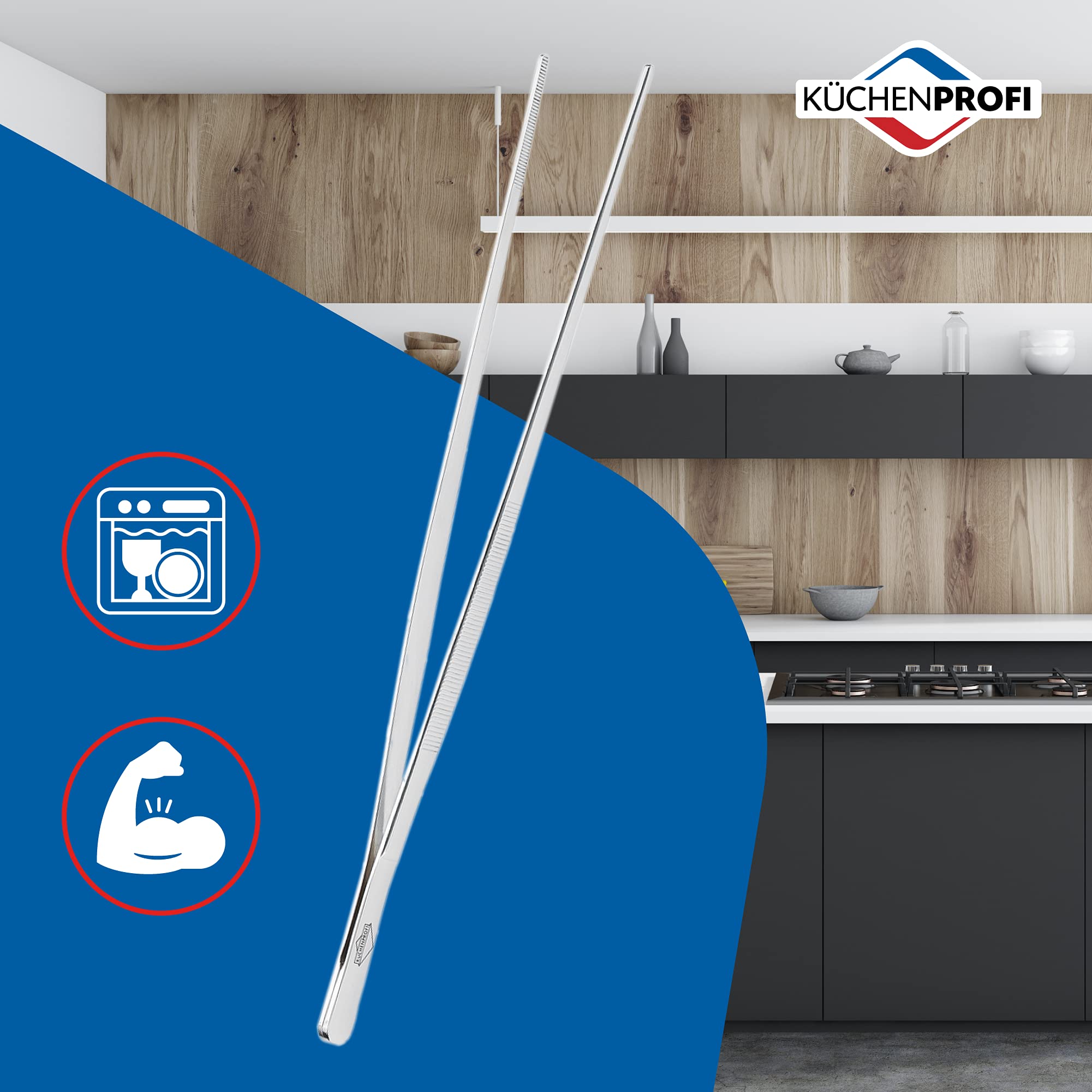Küchenprofi 12-Inch Tweezer Tongs are dishwasher-safe for easy cleanup.
