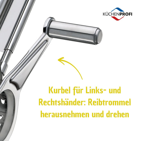 Dishwasher-safe design noted, Küchenprofi grater cleans quickly after use.