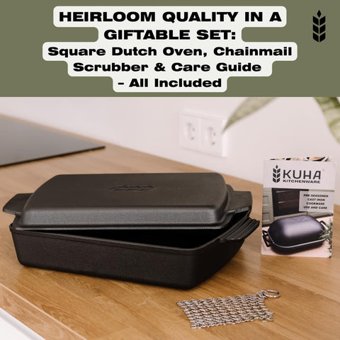 KUHA induction-ready cast iron durable surface for versatile cooking.