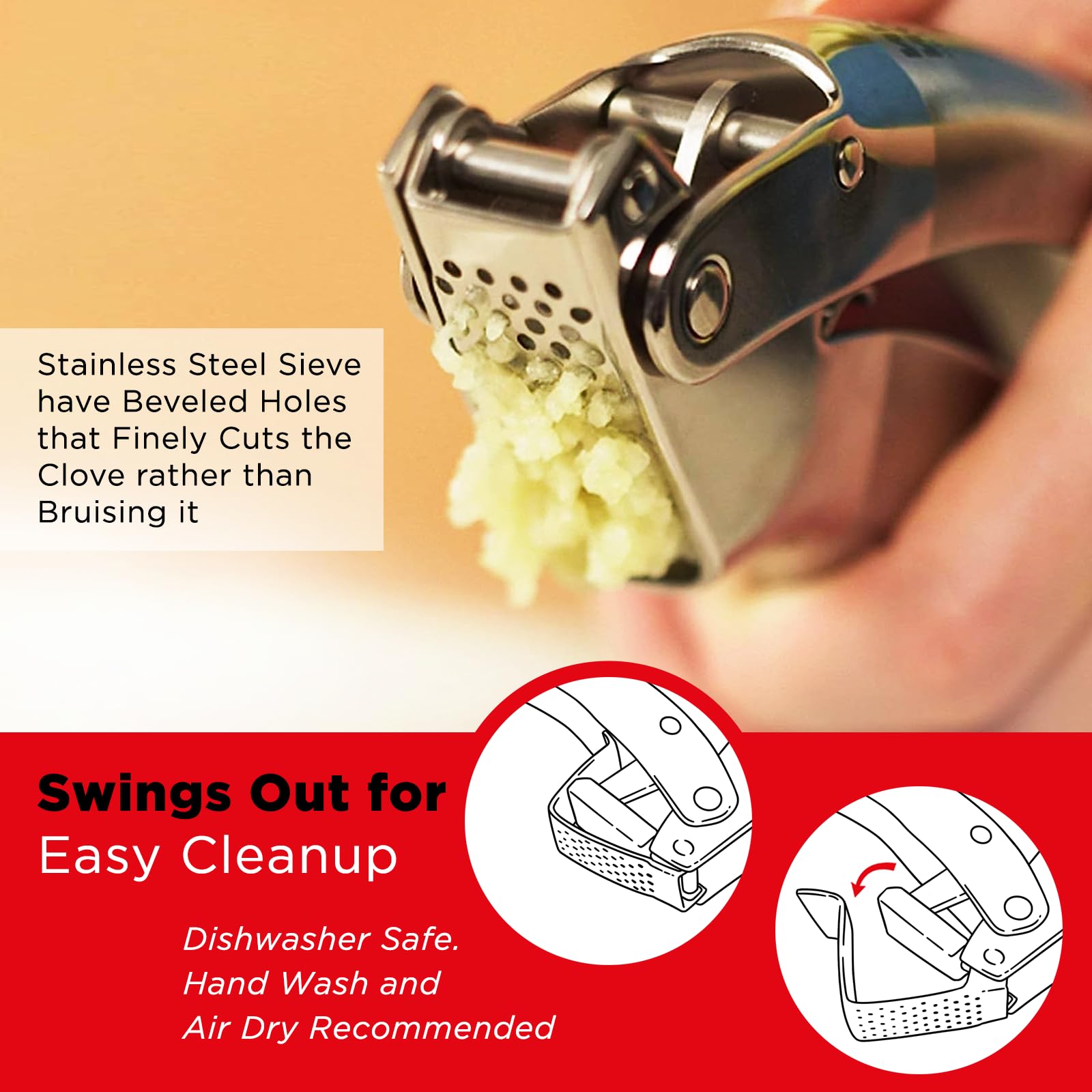 Kuhn Rikon Epicurean Garlic Press accepts peeled or unpeeled cloves