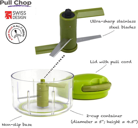Kuhn Rikon Pull Chop cord action demonstrating quick chopping rhythm