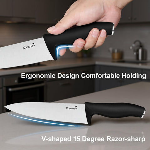 Kuisine 7in santoku knife for precise mincing and rock-chop technique