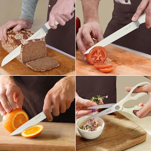 KUISINE 8-inch slicing knife in ivory ideal for even meat and vegetable cuts