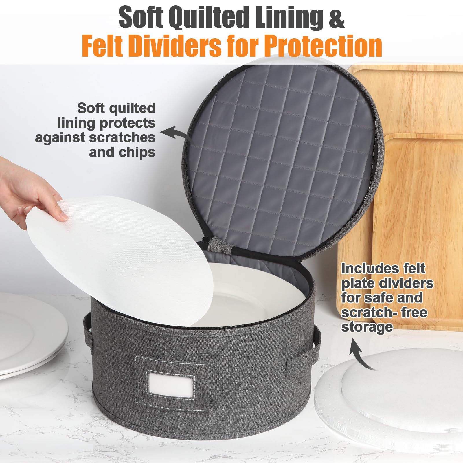 Kukikan padded dinnerware cases plates saucers in stackable storage set