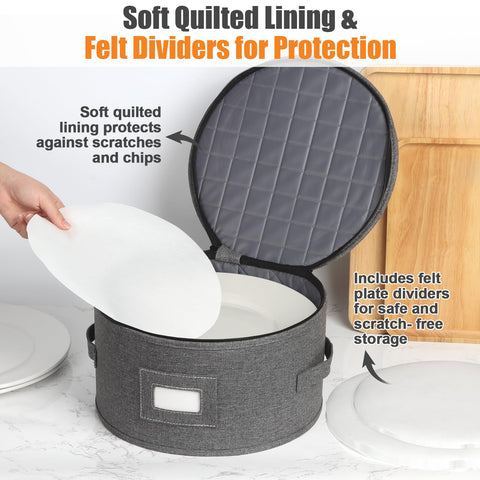 Kukikan padded dinnerware cases plates saucers in stackable storage set