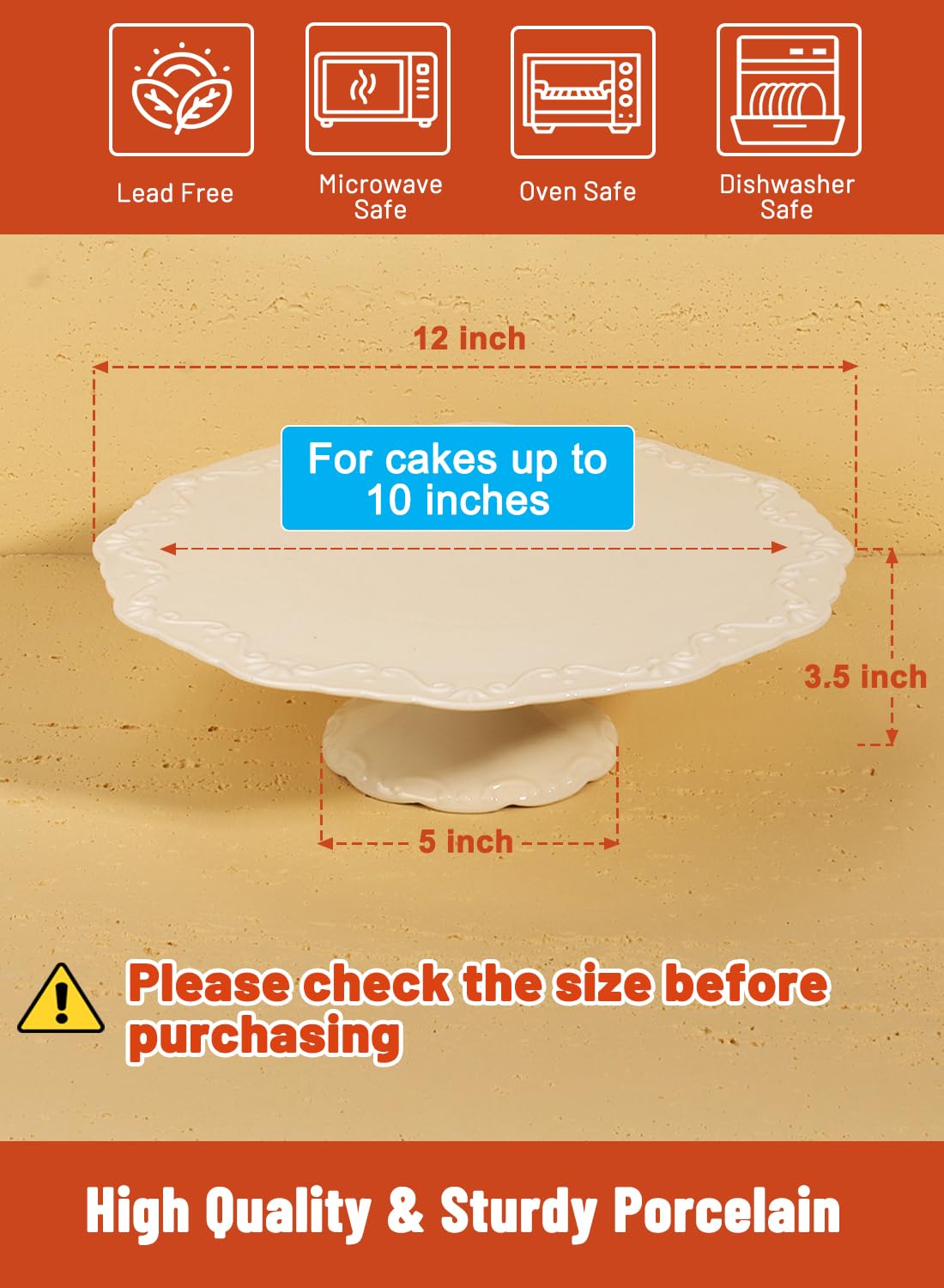 Kukikan white porcelain cake stand base stability prevents wobble during service