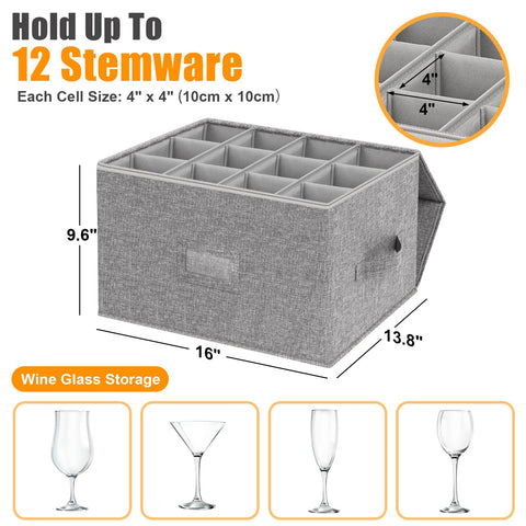 Kukikan storage box with 12 compartments fits up to 24 glasses.