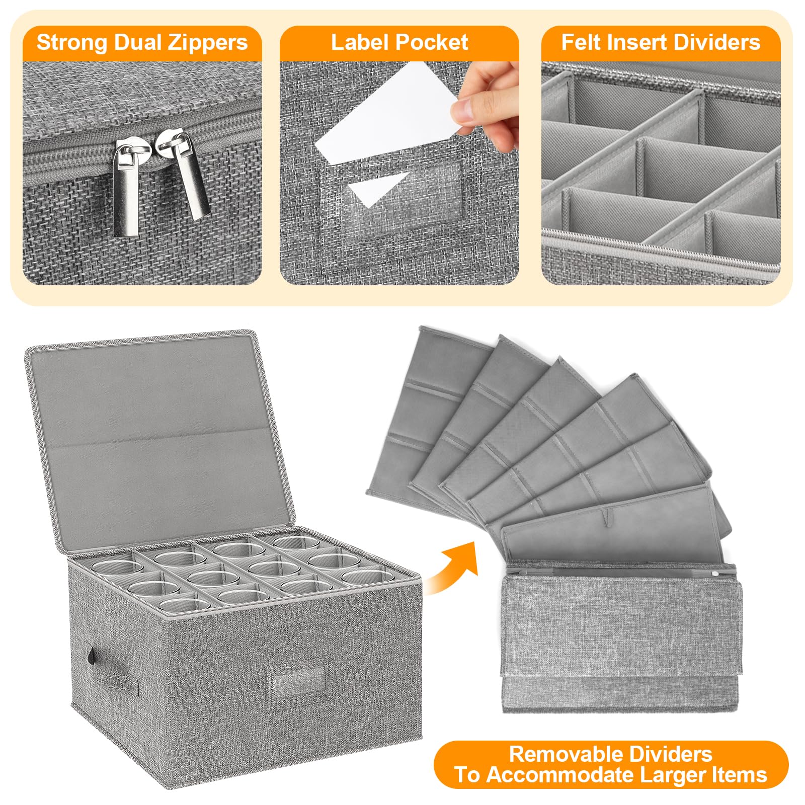 Kukikan storage box stackable lid keeps glasses dust-free between uses.