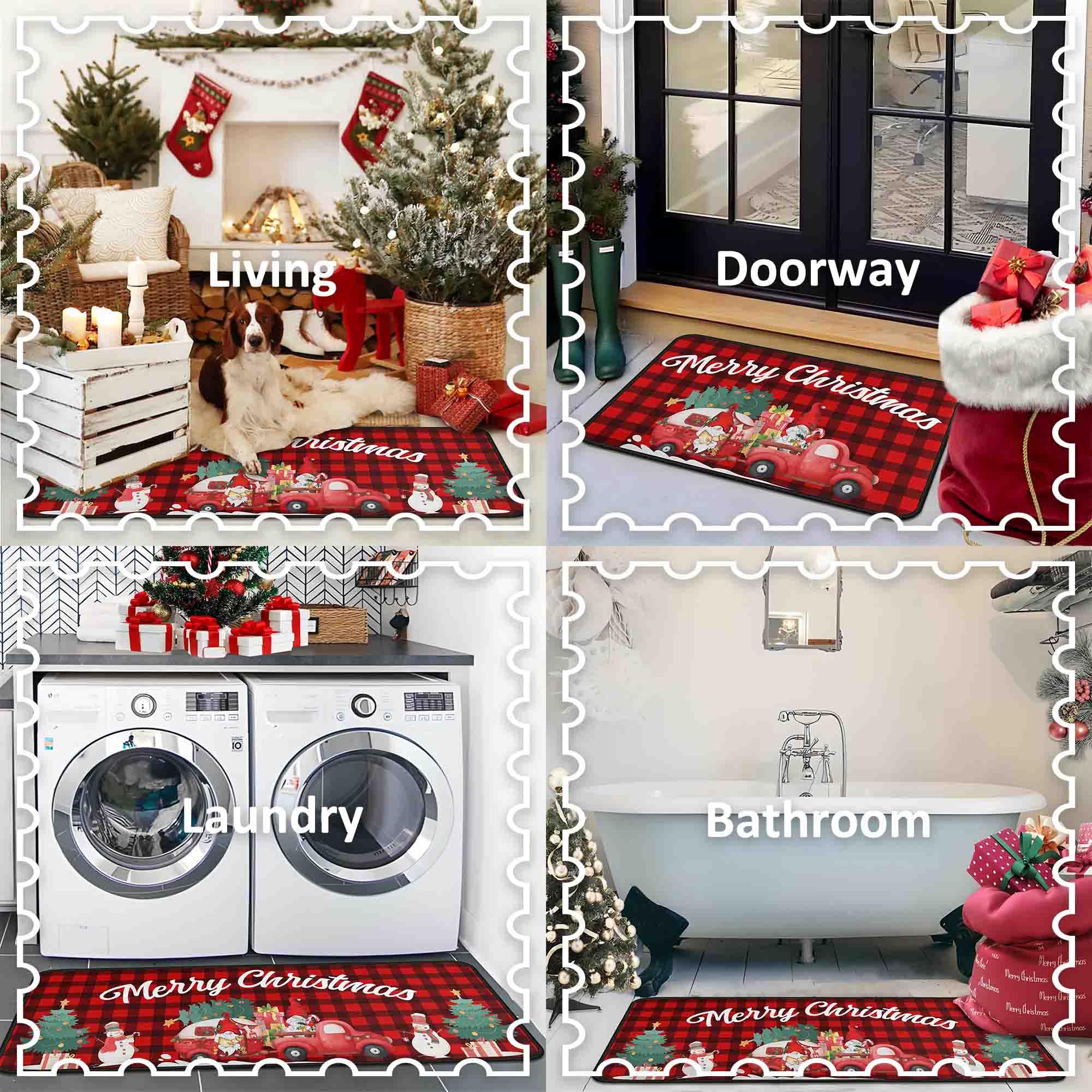 Kukli Kitchen Christmas gift pattern rug invites warm holiday greetings indoors.