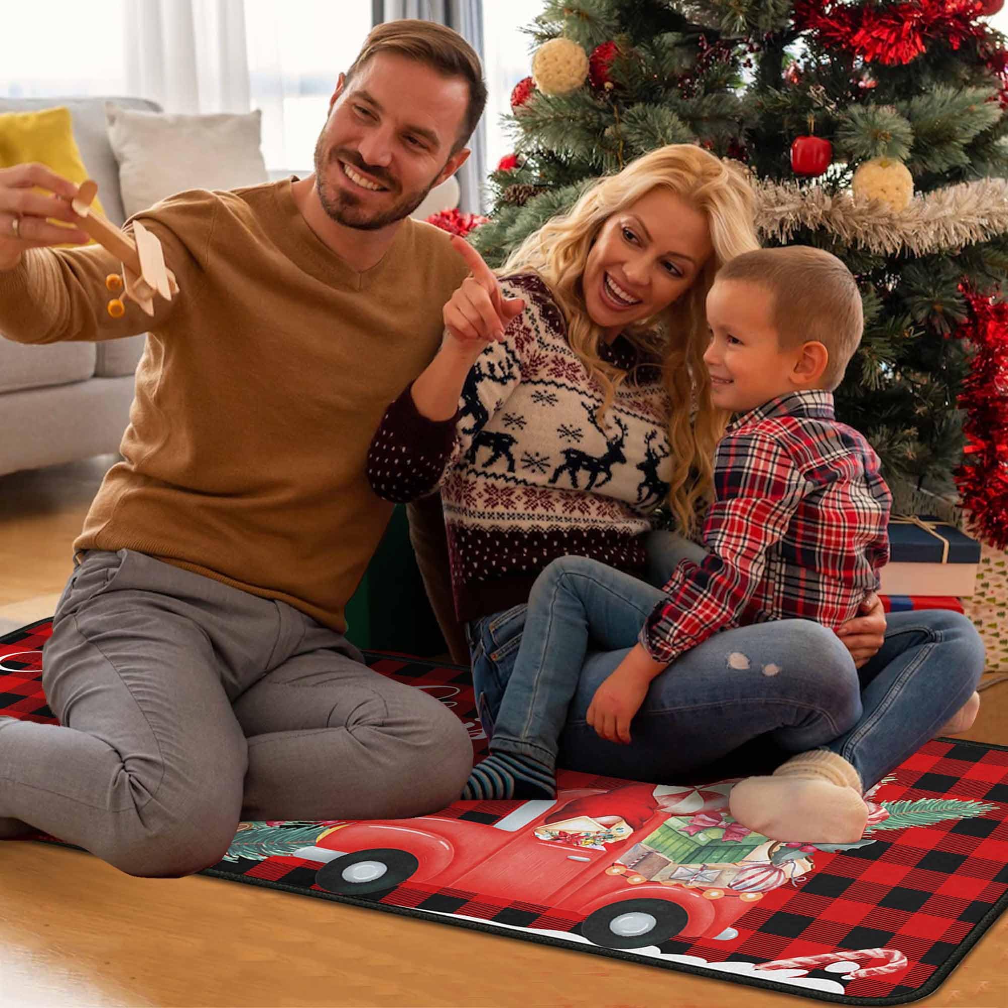 Kukli Kitchen Christmas tree pattern rug brings cheerful touch to kitchen spaces.