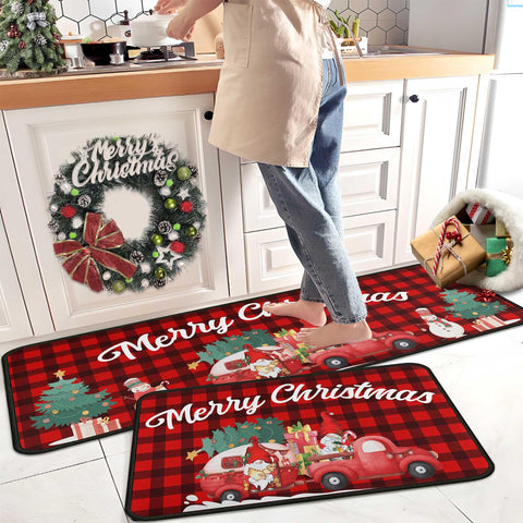 Kukli Kitchen Merry Christmas words rug adds festive message for cozy entrances.