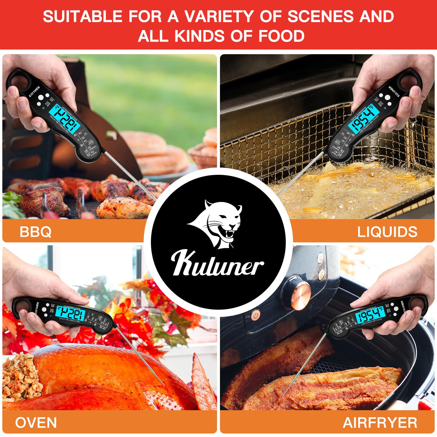 KULUNER TP-01 backlit display enables night cooking and outdoor use