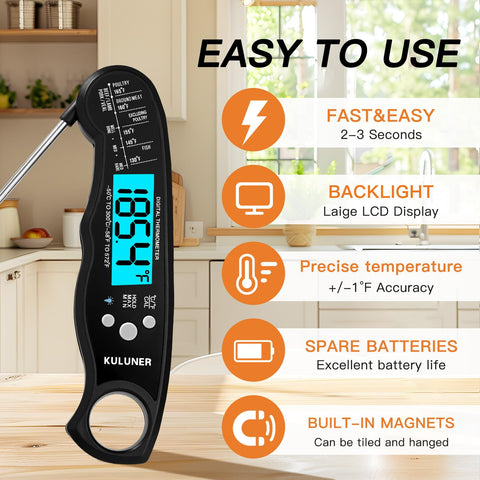 KULUNER TP-01 IP67 waterproof design for easy cleaning after grilling