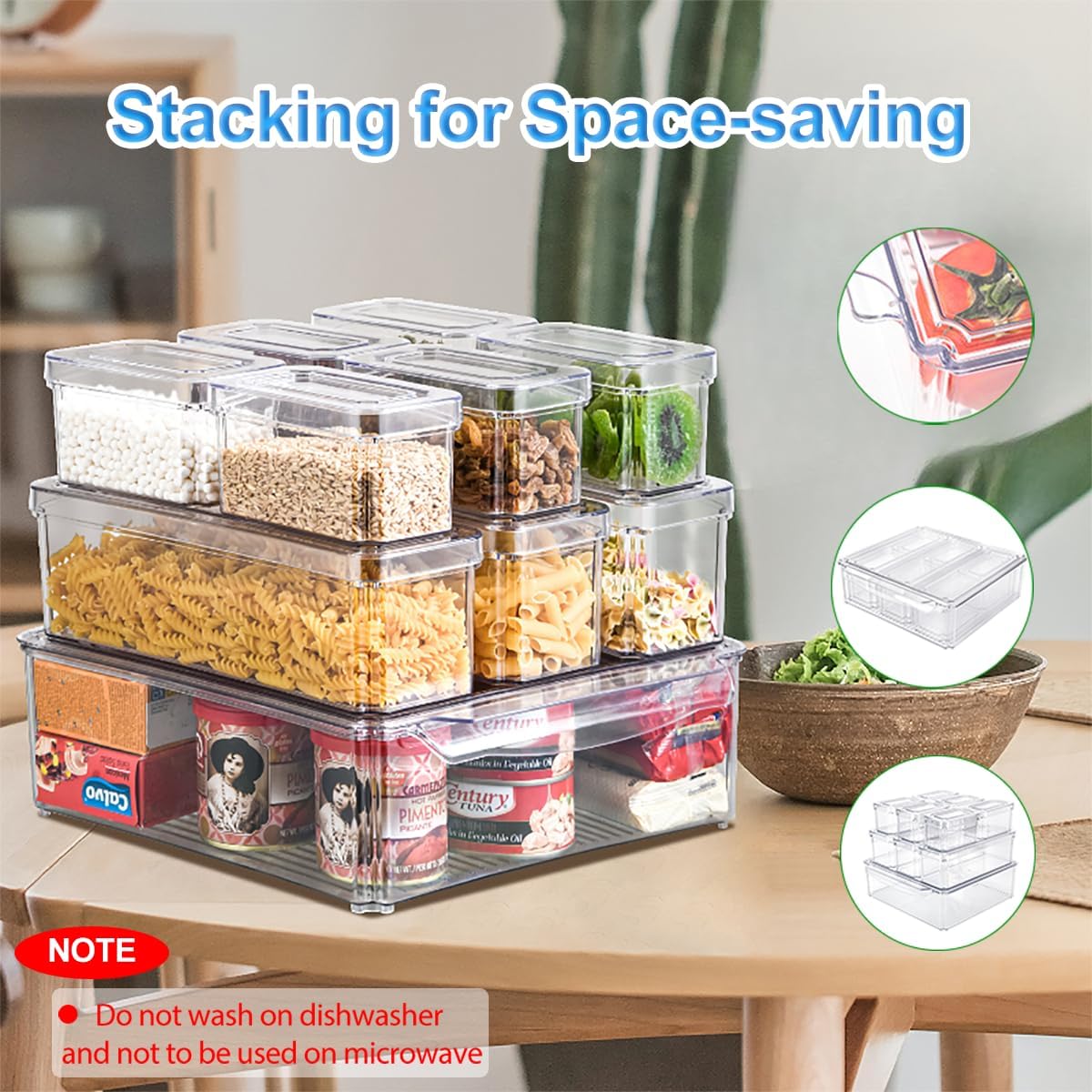 KUMD clear medium-fridge-bin with lid suitable for snacks and drinks