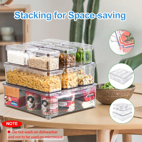 KUMD clear medium-fridge-bin with lid suitable for snacks and drinks