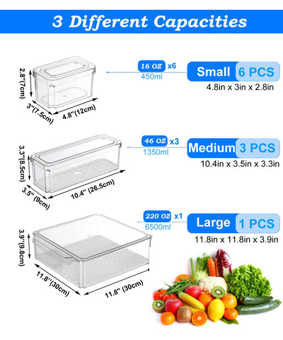 KUMD clear small-fridge-bin with lid for condiments and fruit