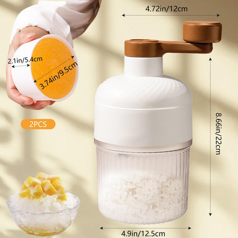 KUMET manual ice shaver showing stainless steel blades for quick ice crush.