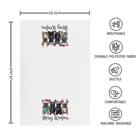 kunlisa French Bulldog bathroom towel features durable fabric for everyday drying and decorative flair.