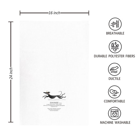 kunlisa Funny Greyhound Zoomie towel suitable for kitchen or bathroom use.
