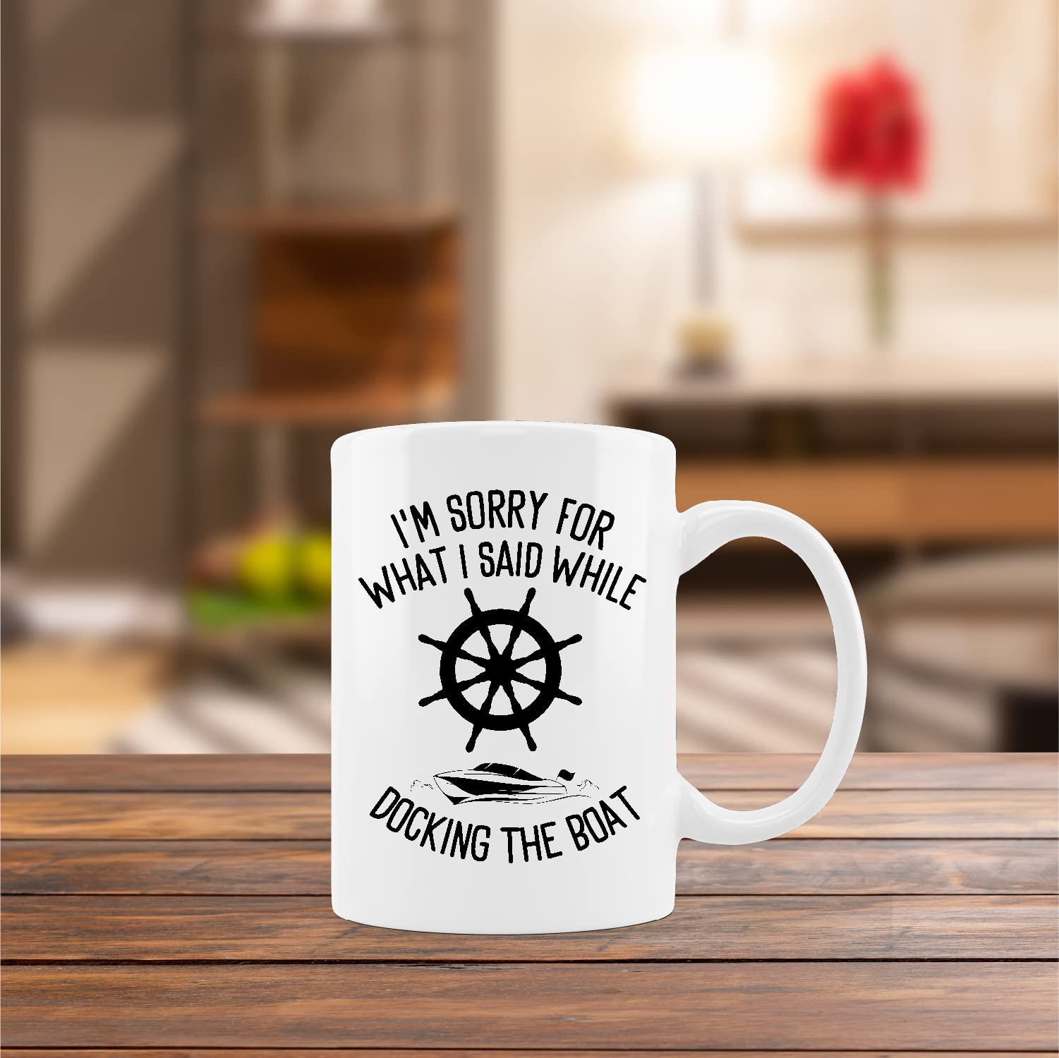 Kunlisa morning coffee on deck scene with 11oz mug.