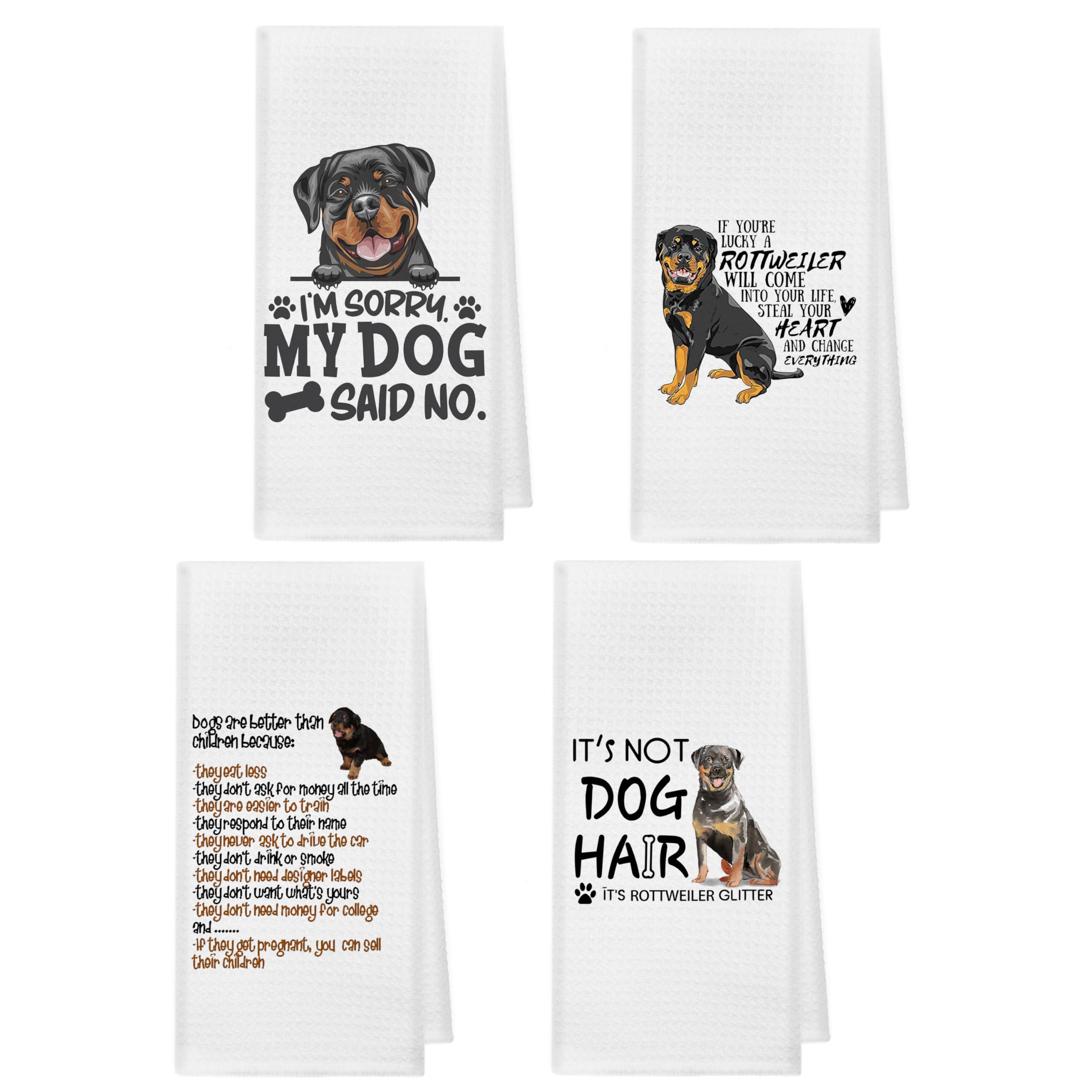 Kunlisa rottweiler dish towel front view, durable fabric for everyday drying.