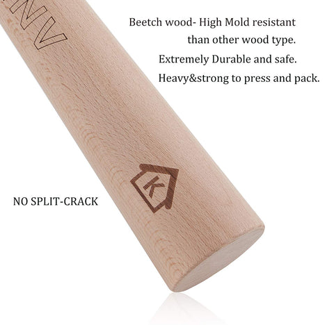 Easy to clean beech wood tool with durable finish.